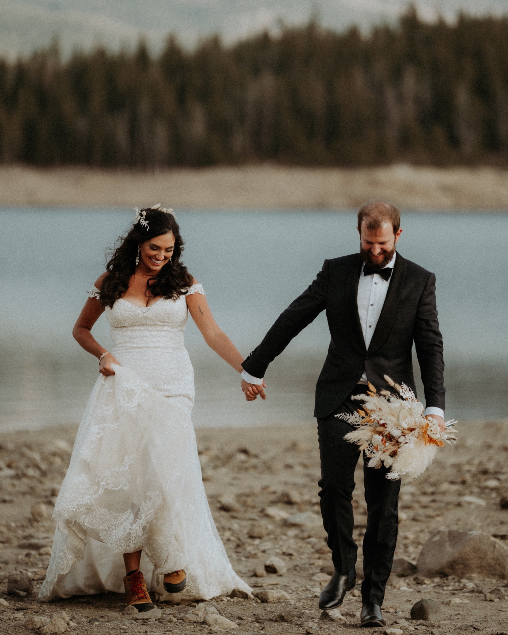 Honest reception moment from Sam and Savanna's mountain wedding in Winter Park, Colorado