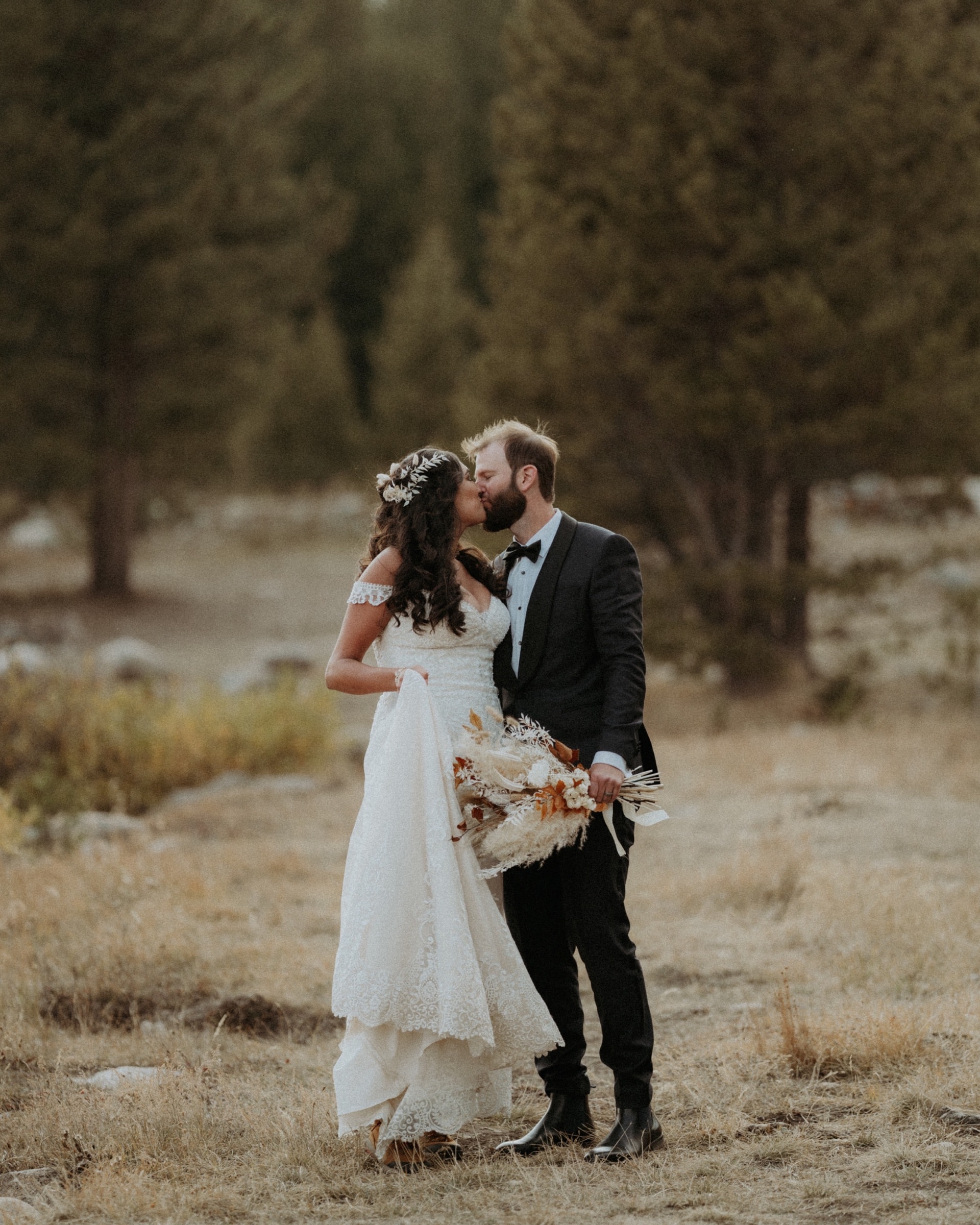 Intimate wedding portrait from Sam and Savanna's mountain wedding in Winter Park, Colorado