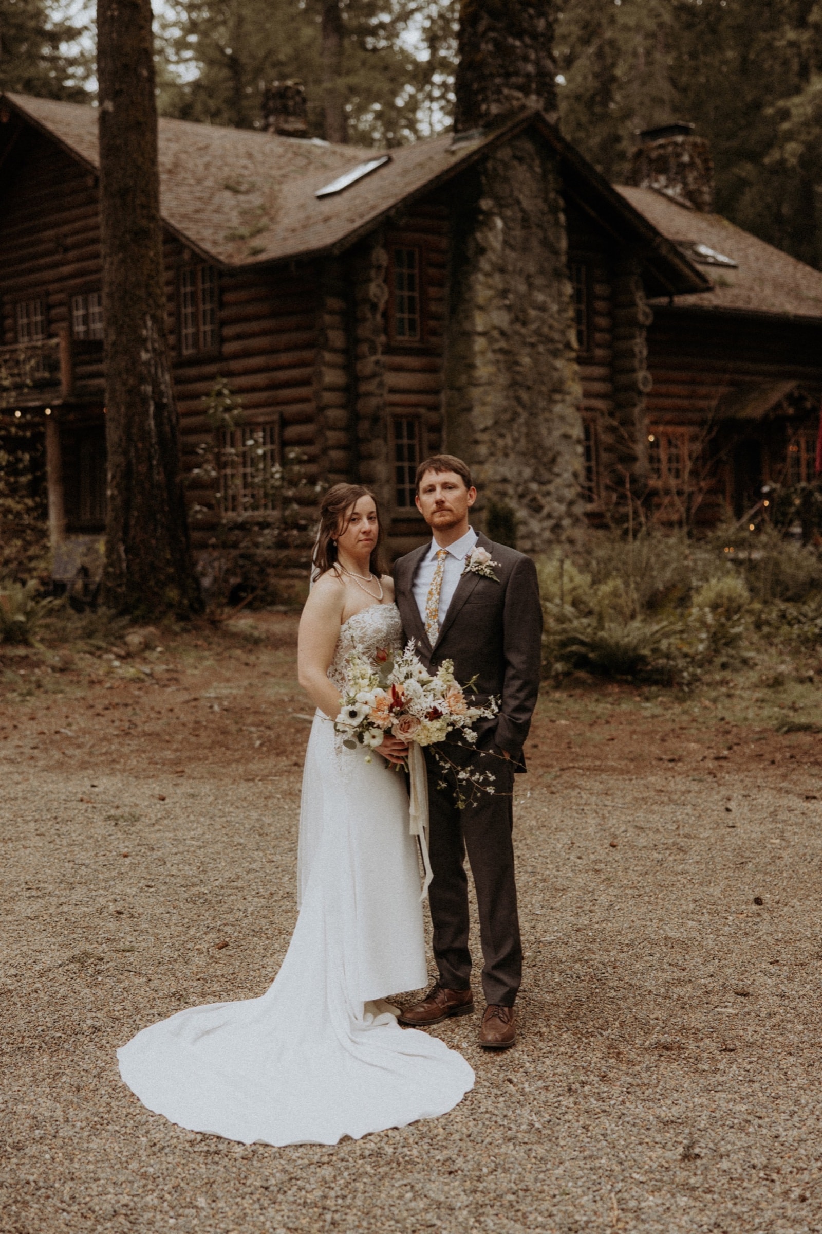 Quiet outdoor wedding moment in a forested setting