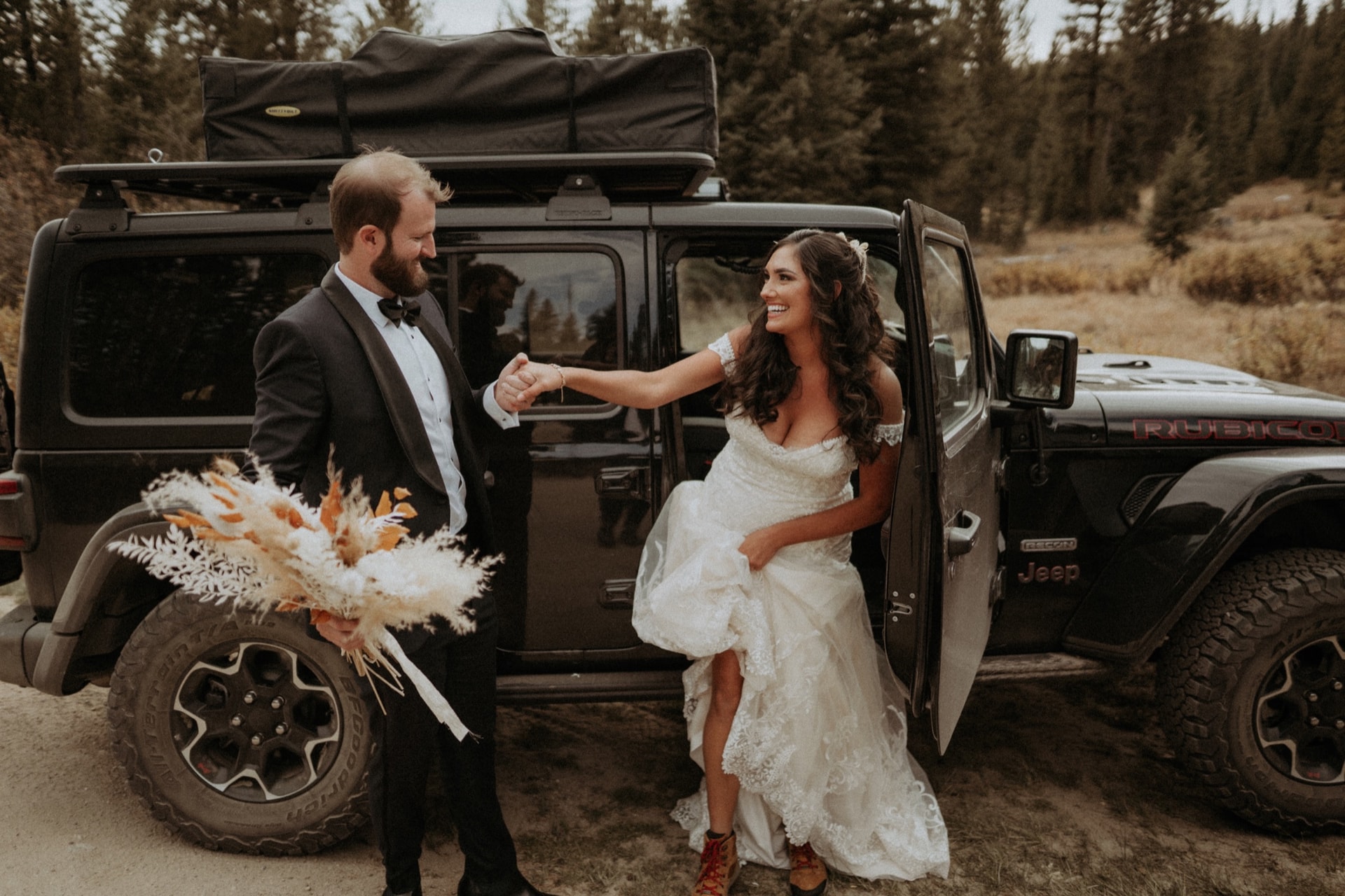 Natural couple portrait from Sam and Savanna's mountain wedding in Winter Park, Colorado